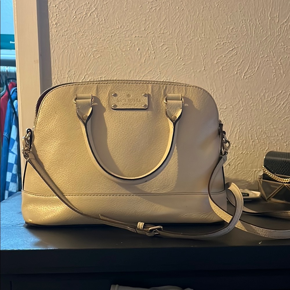 Kate Spade Cream Satchel Bag with Leather Finish